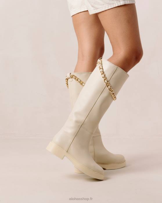 femmes crème P64N539 Alohas pier - bottes en cuir blanc