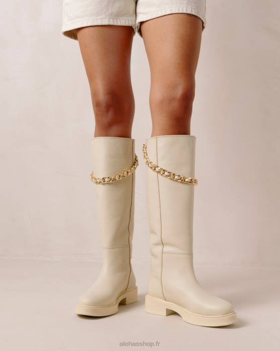 femmes crème P64N539 Alohas pier - bottes en cuir blanc