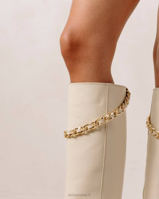 femmes crème P64N539 Alohas pier - bottes en cuir blanc