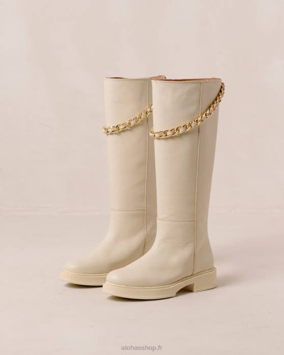 femmes crème P64N539 Alohas pier - bottes en cuir blanc