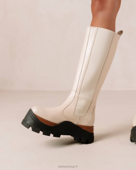 femmes crème de noisette P64N552 Alohas roxie noisette - bottes en cuir blanc