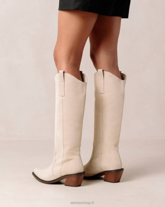 femmes crème suède P64N253 Alohas monture - bottes en daim blanc