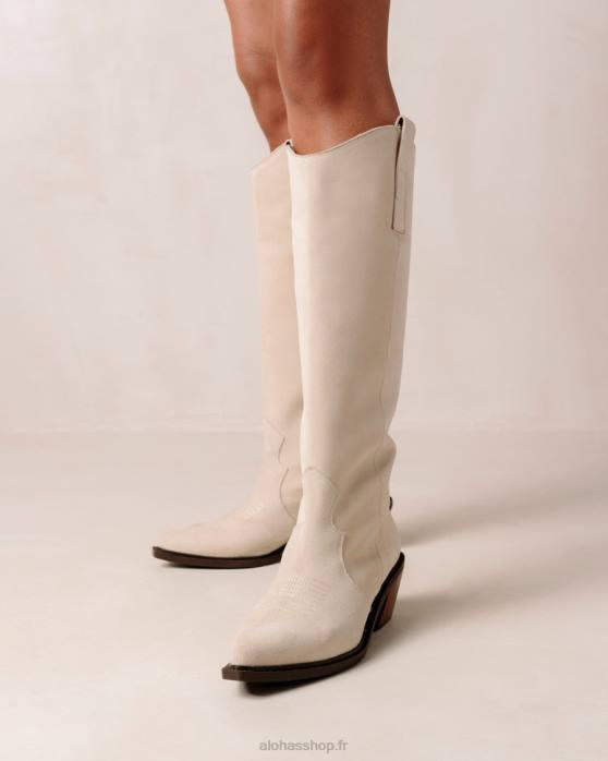 femmes crème suède P64N253 Alohas monture - bottes en daim blanc