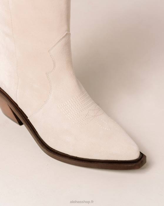 femmes crème suède P64N253 Alohas monture - bottes en daim blanc