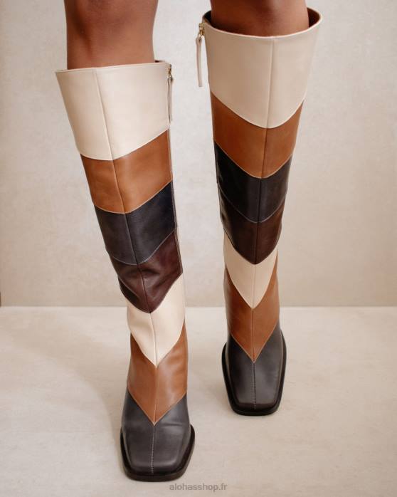 femmes millésime patchwork P64N478 Alohas patchwork north vintage - bottines en cuir blanc et marron