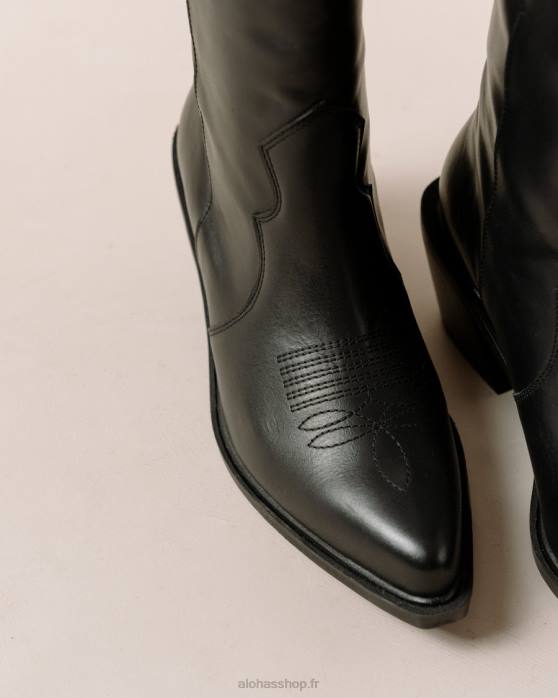 femmes noir P64N256 Alohas monture - bottes en cuir noir