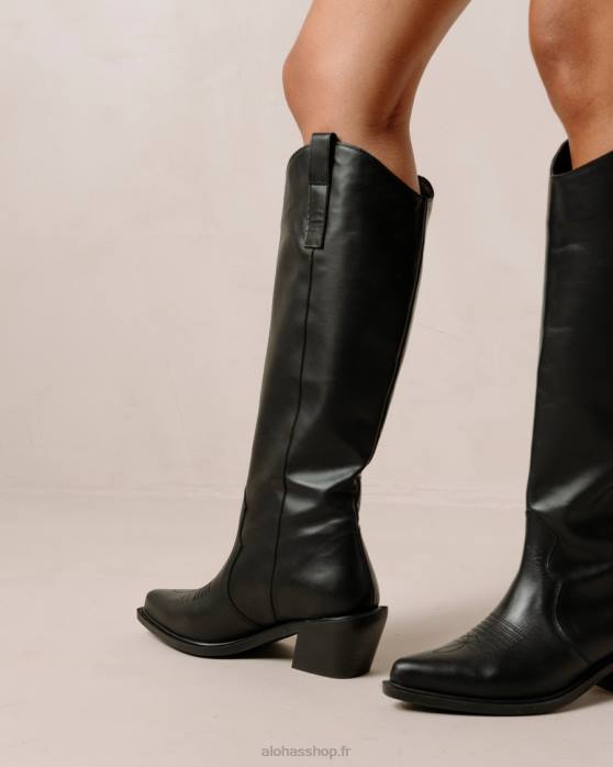 femmes noir P64N256 Alohas monture - bottes en cuir noir
