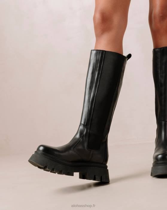 femmes noir P64N393 Alohas go getter - bottes en cuir noir