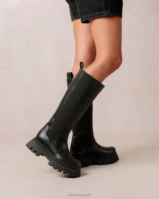 femmes noir P64N393 Alohas go getter - bottes en cuir noir
