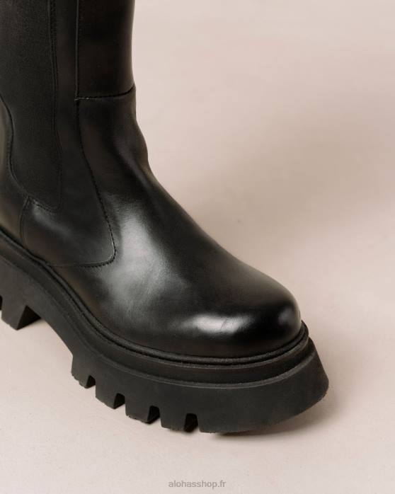 femmes noir P64N393 Alohas go getter - bottes en cuir noir