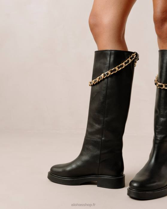 femmes noir P64N541 Alohas pier - bottes en cuir noir