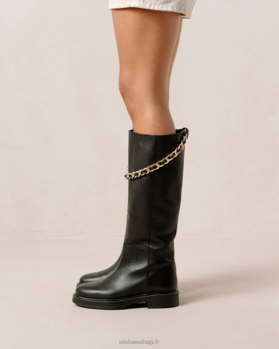 femmes noir P64N541 Alohas pier - bottes en cuir noir