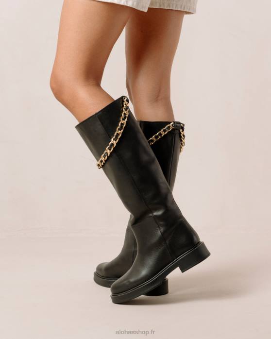 femmes noir P64N541 Alohas pier - bottes en cuir noir