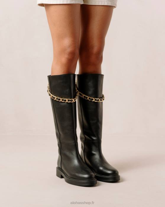 femmes noir P64N541 Alohas pier - bottes en cuir noir