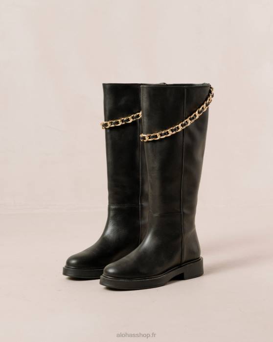 femmes noir P64N541 Alohas pier - bottes en cuir noir
