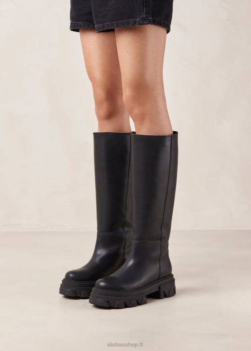 femmes noir P64N97 Alohas katiuska - bottes en cuir noir