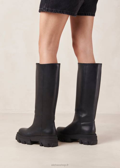 femmes noir P64N97 Alohas katiuska - bottes en cuir noir