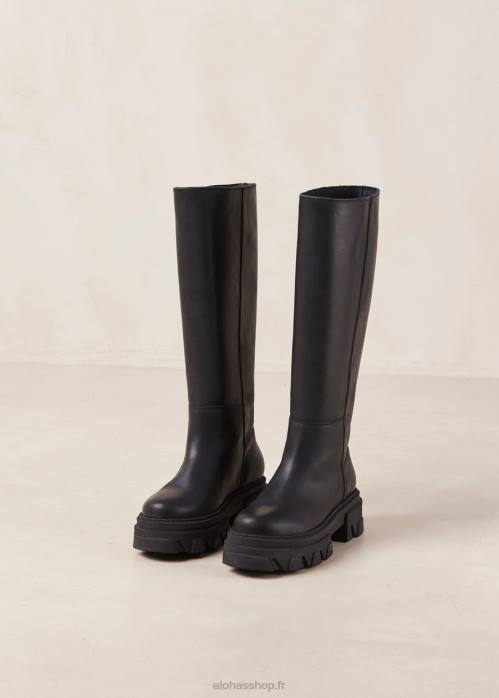 femmes noir P64N97 Alohas katiuska - bottes en cuir noir