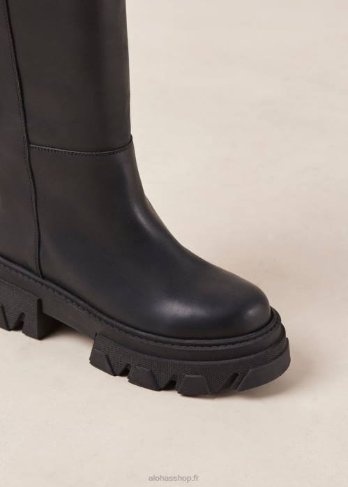 femmes noir P64N97 Alohas katiuska - bottes en cuir noir