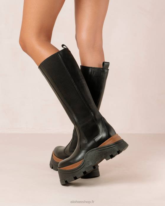 femmes noisette noire P64N553 Alohas roxie nutty - bottes en cuir noir