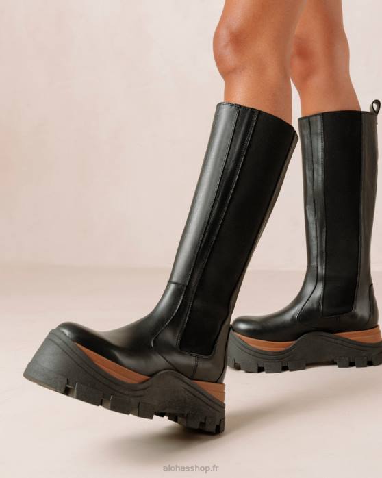 femmes noisette noire P64N553 Alohas roxie nutty - bottes en cuir noir