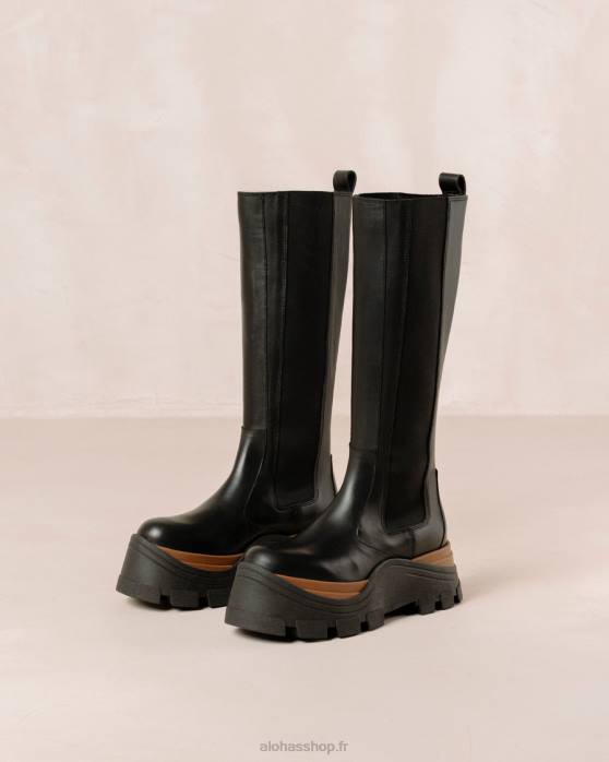 femmes noisette noire P64N553 Alohas roxie nutty - bottes en cuir noir