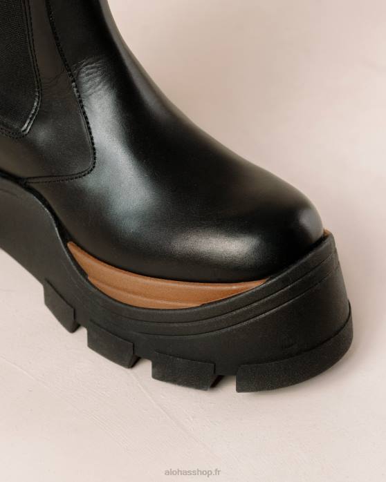 femmes noisette noire P64N553 Alohas roxie nutty - bottes en cuir noir