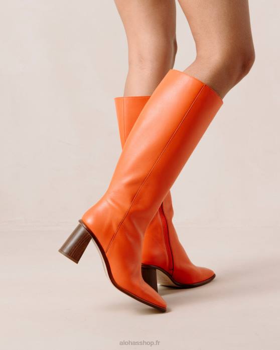femmes pomélo orange P64N42 Alohas east - bottes en cuir orange vif