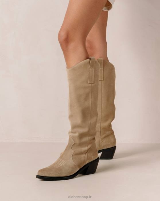 femmes taupe P64N257 Alohas monture - bottines en daim beige