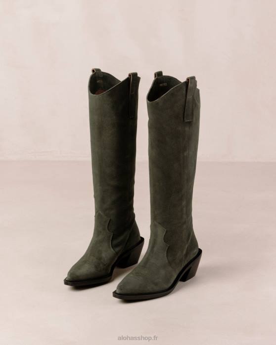 femmes vert pinède P64N258 Alohas monture - bottines en daim vert
