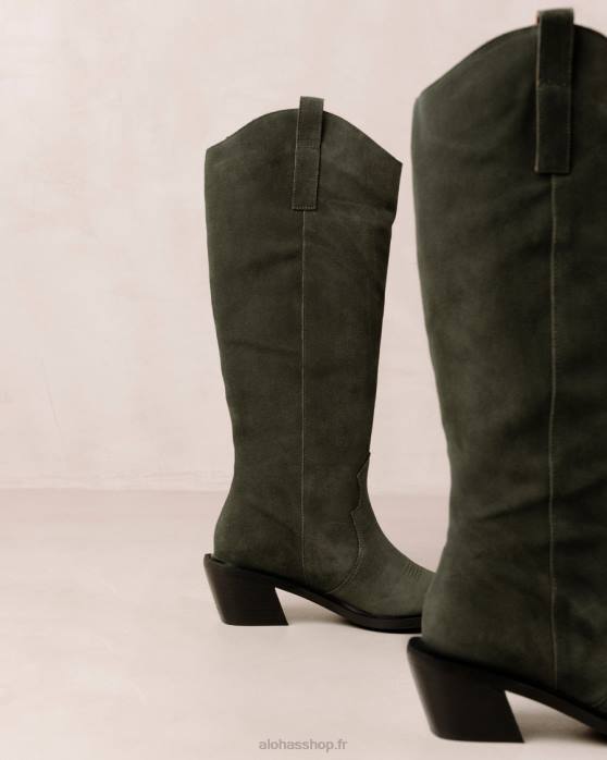femmes vert pinède P64N258 Alohas monture - bottines en daim vert