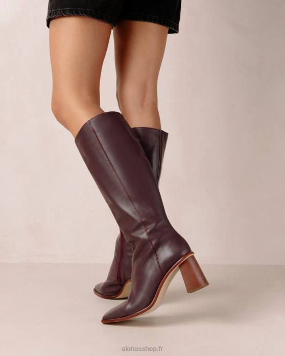 femmes vin de bourgogne P64N51 Alohas est - bottes en cuir rouge