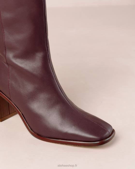 femmes vin de bourgogne P64N51 Alohas est - bottes en cuir rouge