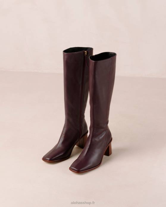 femmes vin de bourgogne P64N51 Alohas est - bottes en cuir rouge