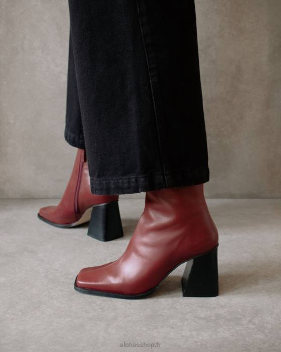 femmesP64N202 Alohas sud - bottes en cuir rouge