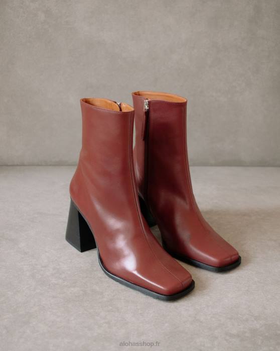femmesP64N202 Alohas sud - bottes en cuir rouge