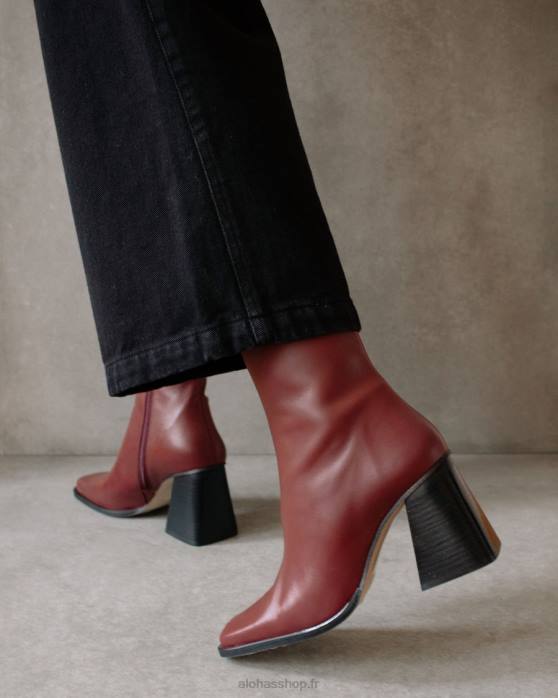femmesP64N202 Alohas sud - bottes en cuir rouge