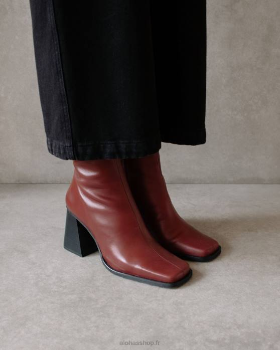 femmesP64N202 Alohas sud - bottes en cuir rouge