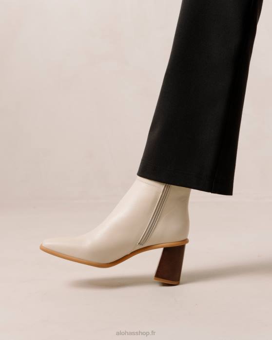 femmes Ivoire P64N231 Alohas west vintage - bottes en cuir blanc