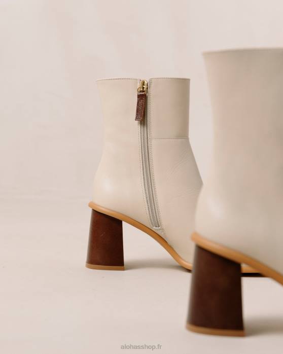 femmes Ivoire P64N231 Alohas west vintage - bottes en cuir blanc