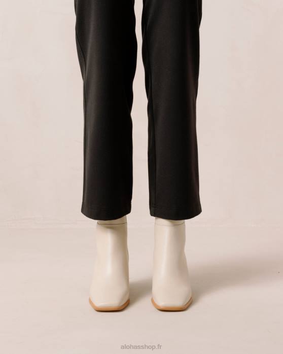 femmes Ivoire P64N231 Alohas west vintage - bottes en cuir blanc