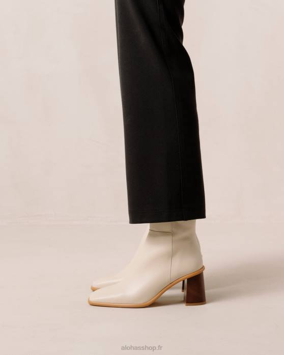 femmes Ivoire P64N231 Alohas west vintage - bottes en cuir blanc