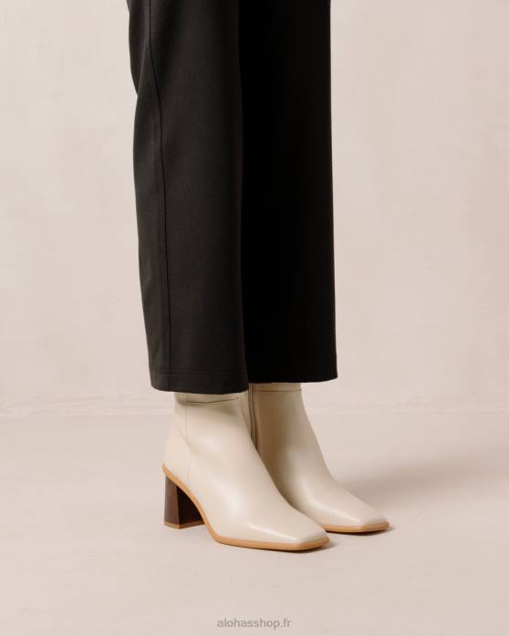 femmes Ivoire P64N231 Alohas west vintage - bottes en cuir blanc