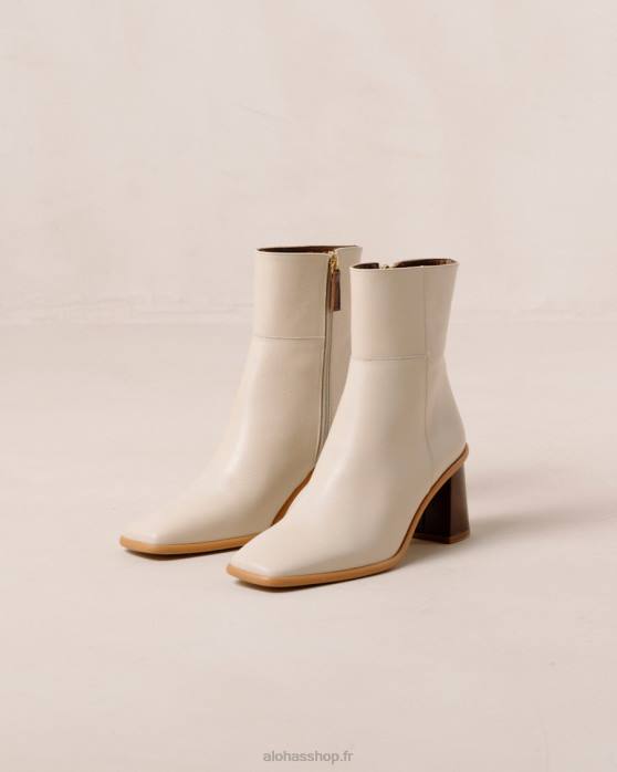 femmes Ivoire P64N231 Alohas west vintage - bottes en cuir blanc