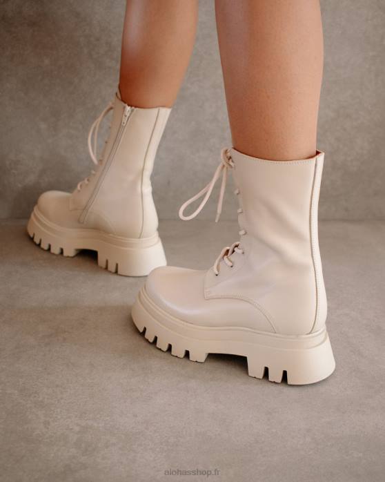 femmes Ivoire P64N306 Alohas globe-trotter - bottes en cuir blanc