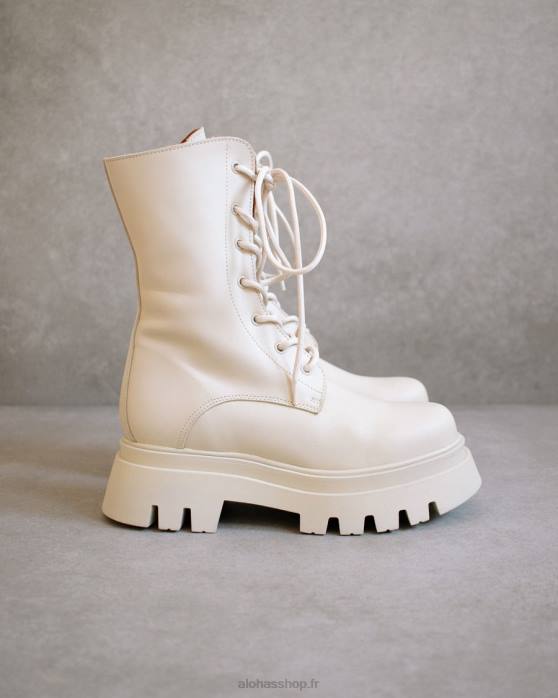 femmes Ivoire P64N306 Alohas globe-trotter - bottes en cuir blanc