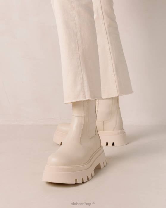 femmes Ivoire P64N359 Alohas all rounder - bottes en cuir blanc