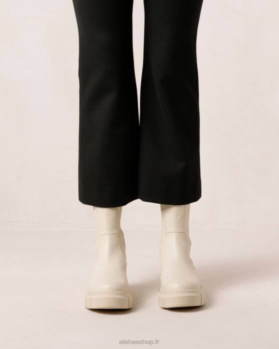 femmes Ivoire P64N560 Alohas armure - bottes en cuir blanc