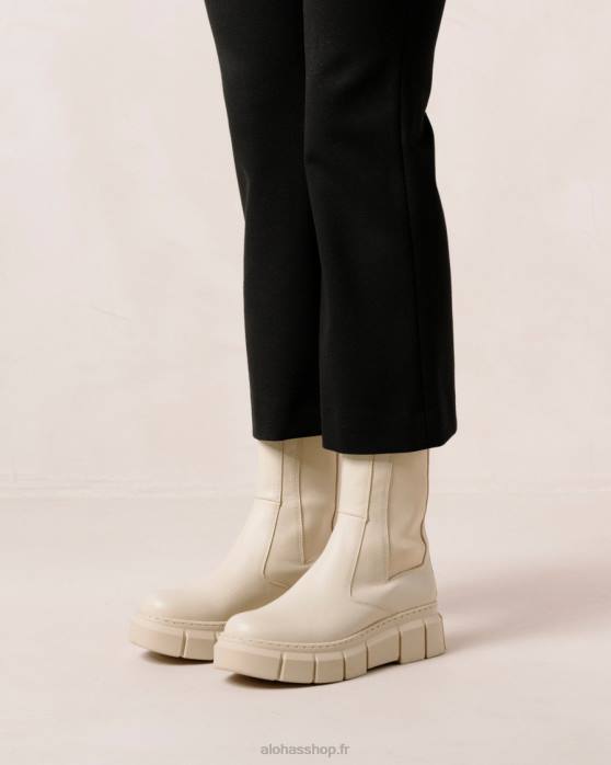 femmes Ivoire P64N560 Alohas armure - bottes en cuir blanc