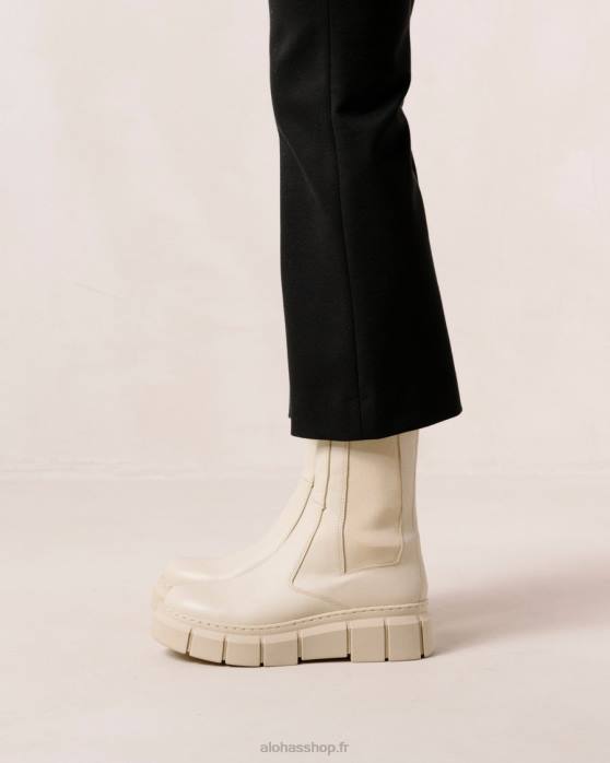 femmes Ivoire P64N560 Alohas armure - bottes en cuir blanc
